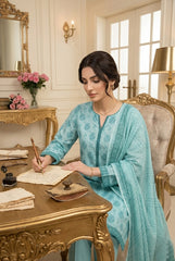 CAPRI BLUE Supreme Lawn 3pc suit with Luxury Voile Dupatta