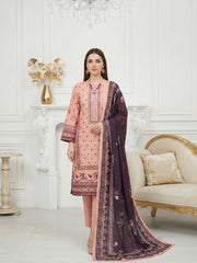 CANDLELIGHT PEACH & PURPLE HAZE Premium Swiss Voile 3 PC Printed Suit (Unstitched)