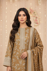 TORTILLA BROWN 3Pc Premium Dhanak Printed Suits (Unstitched)
