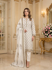 IVORY Supreme Lawn 3pc suit with Luxury Voile Dupatta