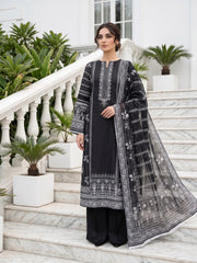 BLACK & WHITE Premium Classic Lawn 3pc Suit with Light Weight Voile Dupatta (Unstitched)