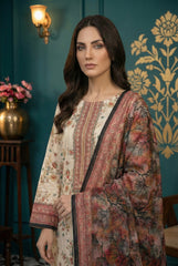 FLORAL WHITE WITH MULTI PRINT Premium Swiss Voile 3 PC Printed Suit (Unstitched)