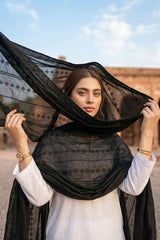 BLACK PREMIUM QUALITY LAWN CHICKAN SUPREME SHAWL
