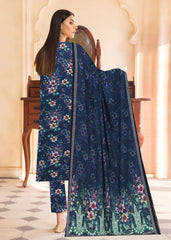 NAVY BLUE & MULTI 3pc Premium Doria linen suit with linen dupatta (Unstitched)