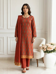 FALU RED Supreme Lawn 3pc suit with Luxury Voile Dupatta