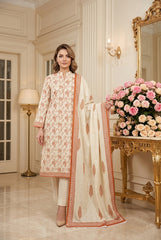 BEIGE Supreme Lawn 3pc suit with Luxury Voile Dupatta