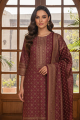 BOYSENBERRY MAHROON 3Pc Premium Dhanak Printed Suits (Unstitched)