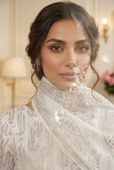 WHITE Supreme Lawn 3pc suit with Luxury Voile Dupatta