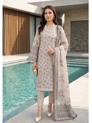 HARBOR GRAY PREMIUM QUALITY PRINTED SLUB LAWN SUIT WITH VOILE DUPATTA 3Pc (Unstitched)