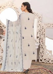 SKIN AND MIDNIGHT BLUE Chiffon Embroidered 3Pc Suit (Unstitched)