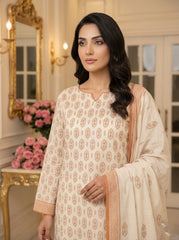 PASTEL IVORY Supreme Lawn 3pc suit with Luxury Voile Dupatta