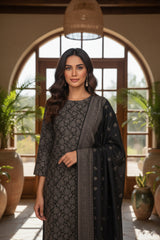CHARCOAL GREY 3Pc Premium Dhanak Printed Suits (Unstitched)