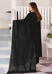 BLACK WITH SEQUINS Chiffon Embroidered 3Pc Suit (Unstitched)