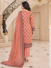 GEORGIA PEACH WITH BLACK Printed Premium Lawn Full Suit 3pc Suit (Unstitched)