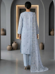 ICE BLUE LAWN Embroidered 3Pc Suit (Unstitched)