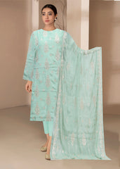 SEA GREEN RAW SILK with CHIFFON DUPATTA EMBROIDERED 3Pc Suit (Unstitched)