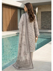HARBOR GRAY PREMIUM QUALITY PRINTED SLUB LAWN SUIT WITH VOILE DUPATTA 3Pc (Unstitched)