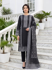 BLACK, WHITE & LIGHT BEIGE Premium Classic Lawn 3pc Suit with Light Weight Voile Dupatta (Unstitched)
