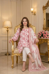 SOFT PINK Supreme Lawn 3pc suit with Luxury Voile Dupatta