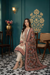 FLORAL WHITE WITH MULTI PRINT Premium Swiss Voile 3 PC Printed Suit (Unstitched)