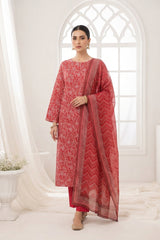 CERISE MAROON & SKIN Printed Full Suit (3Pc) suit with Luxury Voile Dupatta(Unstitched)