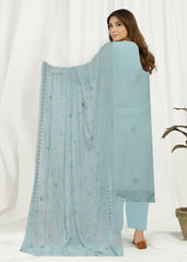 PASTEL TURQUOISE WITH SEQUINS Chiffon Embroidered 3Pc Suit (Unstitched)