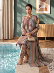 OLIVE GREEN DIGITAL PRINTED PREMIUM LAWN FULL SUIT WITH FINE LAWN DUPATTA 3PCS (Unstitched)