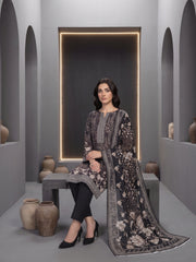 BLACK &  BROWN Premium Classic Lawn 3pc Suit with Luxury Voile Dupatta (Unstitched)