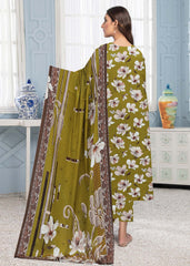 MEHNDI GREEN 3pc Premium Doria linen suit with linen dupatta (Unstitched)