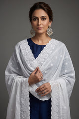 LAWN CRYSTAL CONTRAST CHICKAN KARI SHAWL