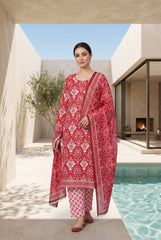 HOT PINK Premium Digital Lawn Suit with Digital Voile Dupatta 3pc Suit (Unstitched)
