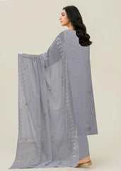 GREY AND BRONZE Chiffon Embroidered 3Pc Suit (Unstitched)