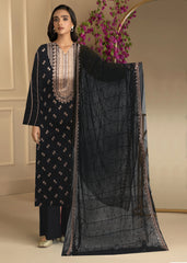 BLACK AND BRONZE Chiffon Embroidered 3Pc Suit (Unstitched)