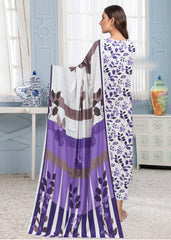 WHITE AND SHADES OF PURPLE  3pc Premium linen suit with linen dupatta (Unstitched)
