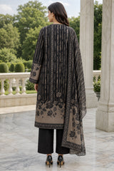BLACK Premium Classic Lawn 3pc Suit with Light Weight Voile Dupatta (Unstitched)