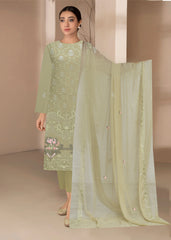 LIGHT MEHNDI GREEN Chiffon Embroidered 3Pc Suit (Unstitched)