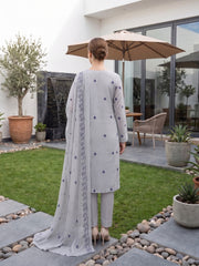 SMOKEY GREY Chiffon Embroidered 3Pc Suit (Unstitched)