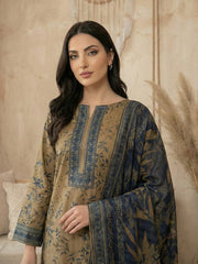 MEHNDI GREEN & NAVY BLUE Premium Classic Lawn 3pc Suit with Light Weight Voile Dupatta (Unstitched)