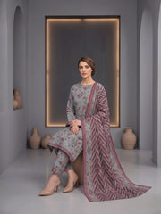 DARK SEAFOAM GREEN WITH MULTI PRINTED LAWN SUIT WITH VOILE DUPATTA 3Pc (Unstitched)