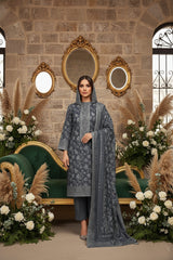 SLATE GREY 3Pc Premium Dhanak Printed Suits (Unstitched)