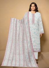 IVORY AND TEA PINK Digital Printed 3Pc suit with Luxury Voile Dupatta(Unstitched)