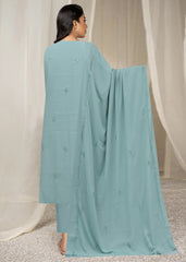 PASTEL TURQUOISE Chiffon Embroidered 3Pc Suit (Unstitched)