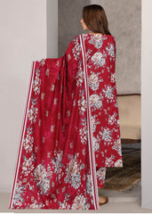 CHERRY RED 3pc Premium linen suit with linen dupatta (Unstitched)