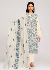 SKIN AND ZINC BLUE Chiffon Embroidered 3Pc Suit (Unstitched)