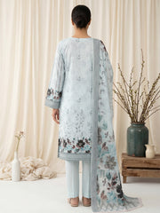 ICE BLUE WITH MULTI Digital Printed 3Pc suit with Luxury Voile Dupatta(Unstitched)