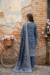 PRUSSIAN BLUE 3Pc Premium Dhanak Printed Suits (Unstitched)