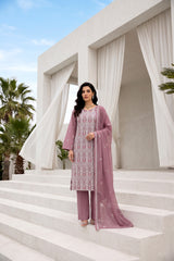 Chiffon Embroidered 3Pc Suit (Unstitched)