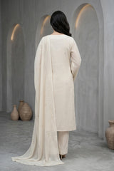 SKIN Chiffon Embroidered 3Pc Suit (Unstitched)